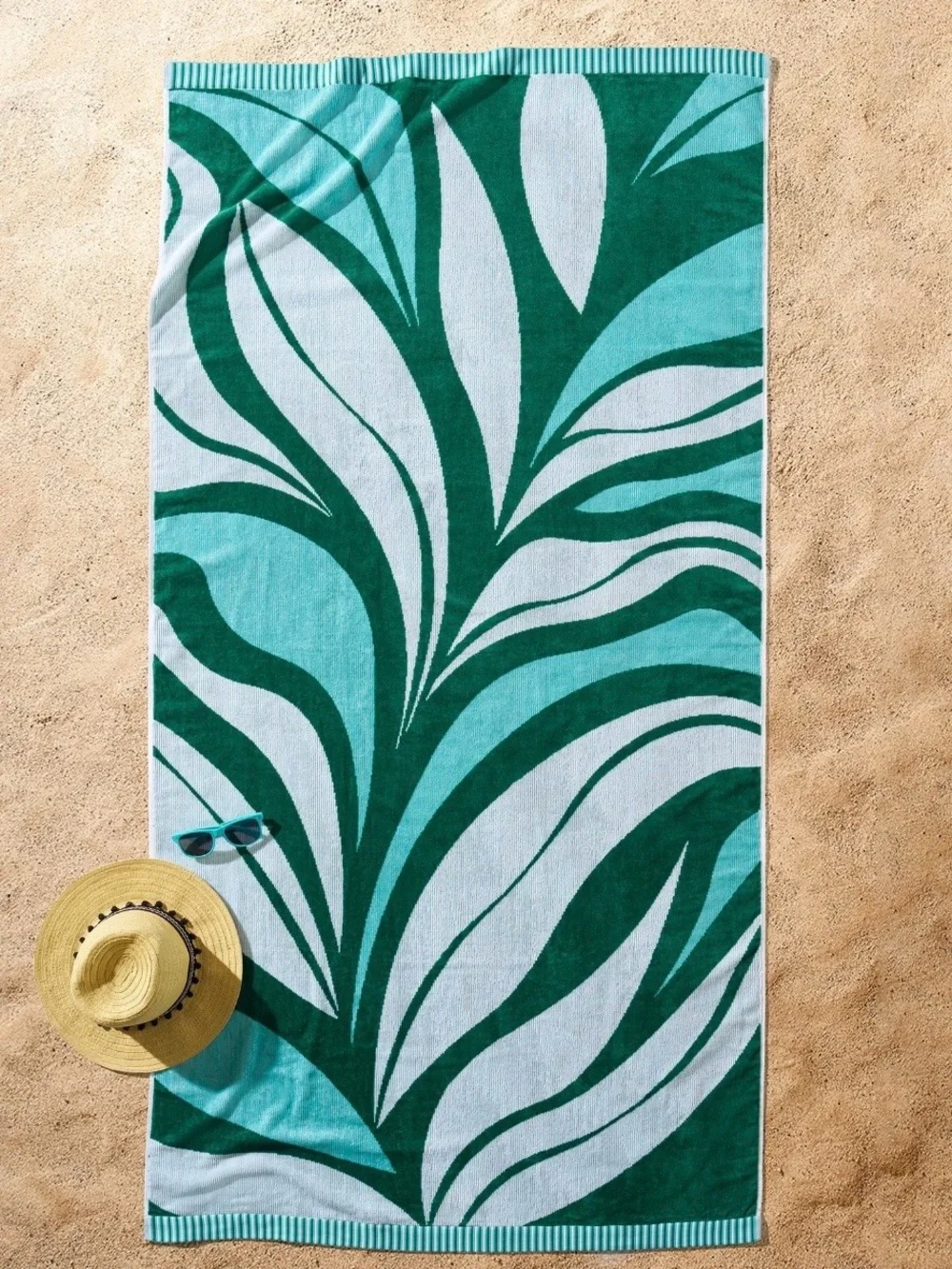 Better Homes & Gardens Teal, Aqua & White Abstract Palm Beach Towel